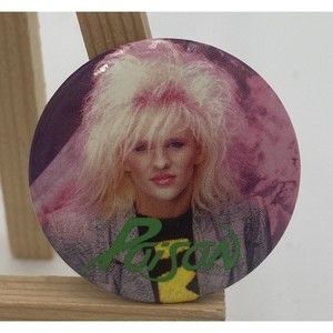 POISON BUTTON PINBACK FAN CONCERT SOUVENIR 1980'S GLAM METAL HAIR BAND GROUP